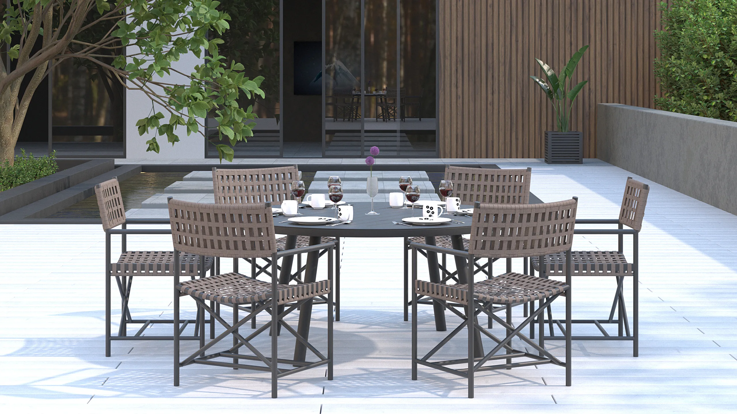 GIZA ROUND DINING TABLE FRONT VIEW